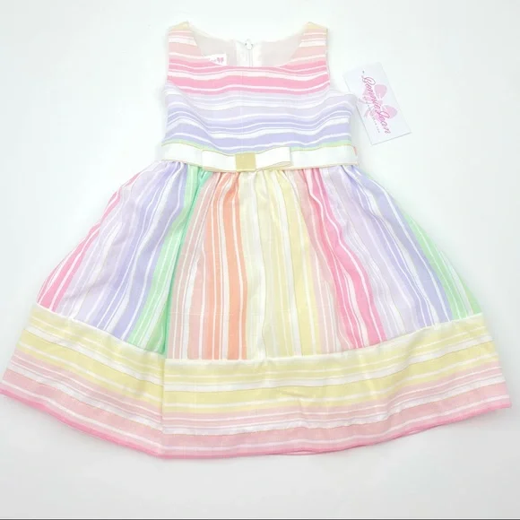 BONNIE JEAN Toddler Little Girls Striped Linen Spring Dress NWT - Picture 5 of 12